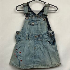 OshKosh B’Gosh embroidered and faded denim overall dress size 24 months